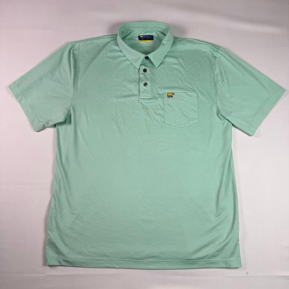 Jack Nicklaus Mens Mint Green Golden Bear Logo Pocket Polo Shirt Large